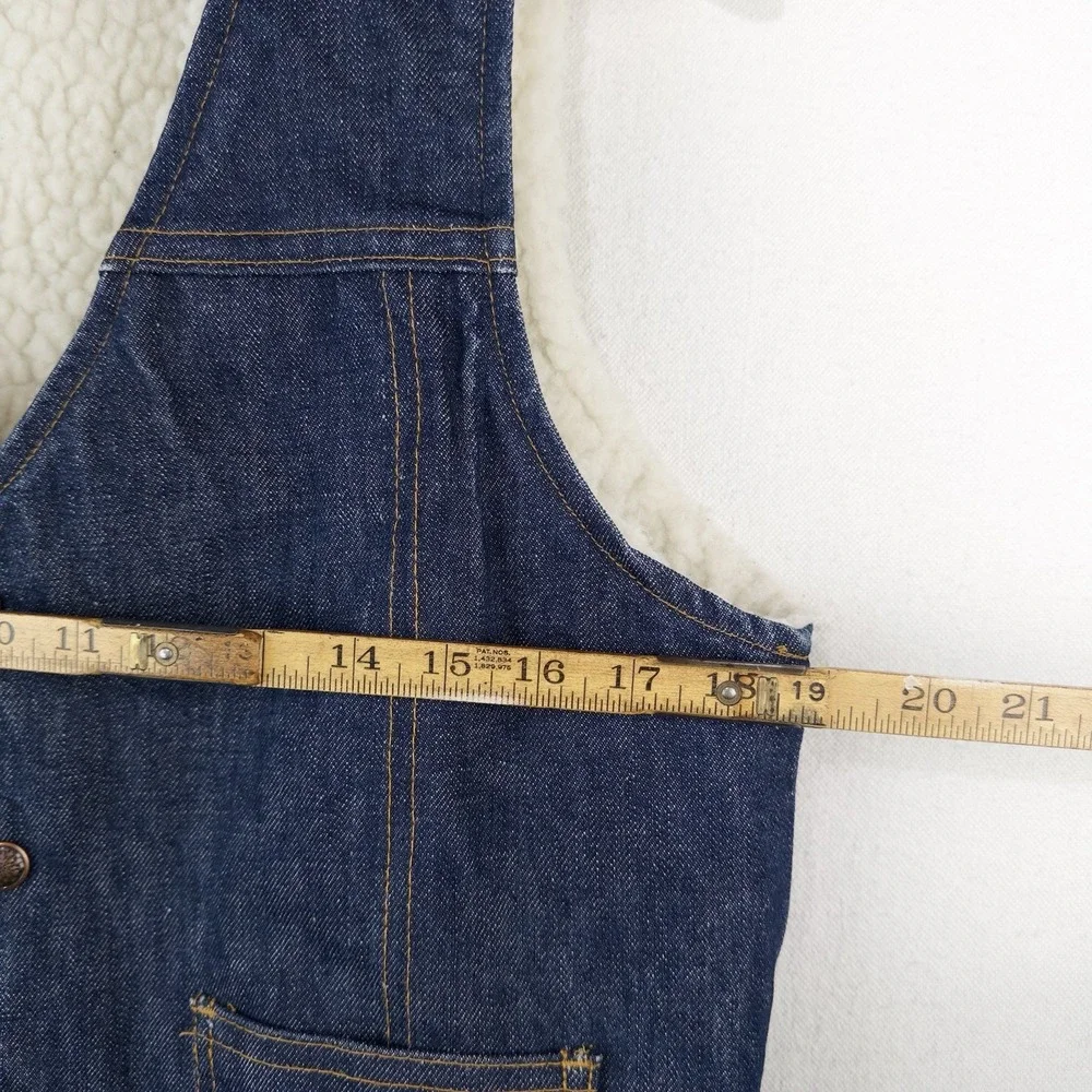 70's Vtg Dark Wash Denim Sherpa Lined Vest Men's Medium Western Snap Made USA